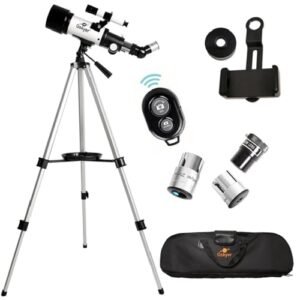 Gskyer Telescope, 70mm Aperture 400mm AZ Mount Astronomical Refracting Telescope for Kids Beginners – Travel Telescope with Carry Bag, Phone Adapter and Wireless Remote.