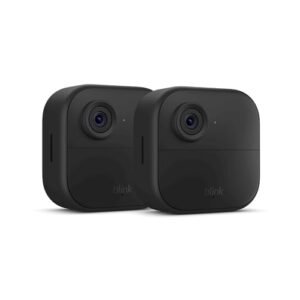 Like-New Blink Outdoor 4 (4th Gen) – Wire-free smart security camera, two-year battery life, two-way audio, HD live view, enhanced motion detection, Works with Alexa – 2 camera…