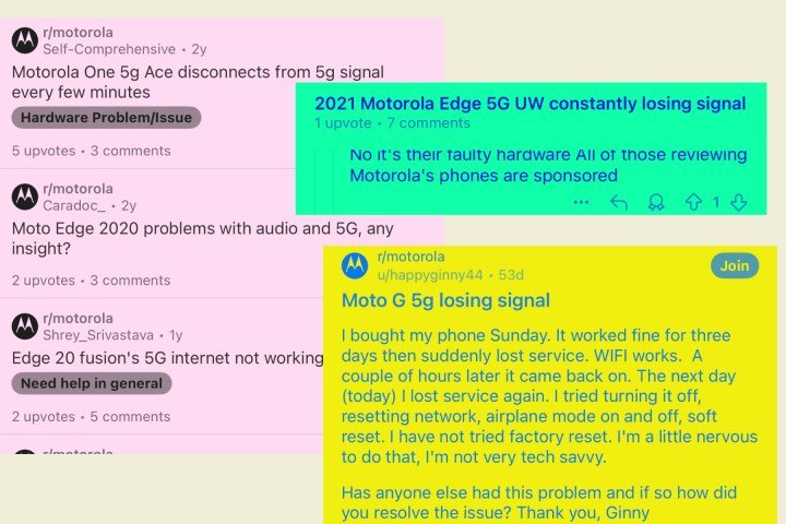 Sample of user complaints about Motorola phones. Set 2.