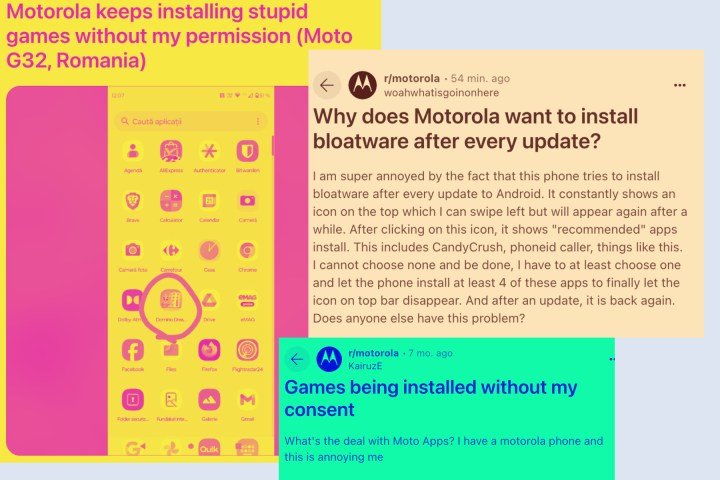 Sample of user complaints about Motorola phones. Set 7.