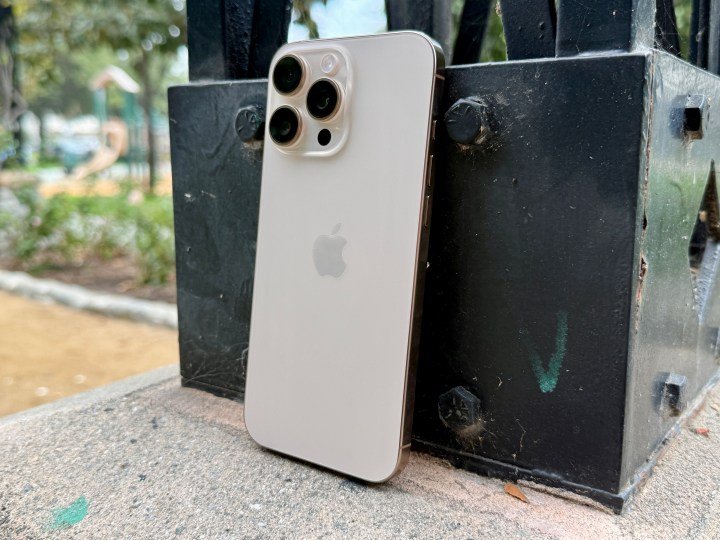 iPhone 16 Pro Max in Desert Titanium.