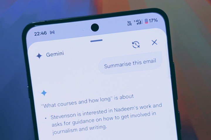 Summarizing emails using Gemini.