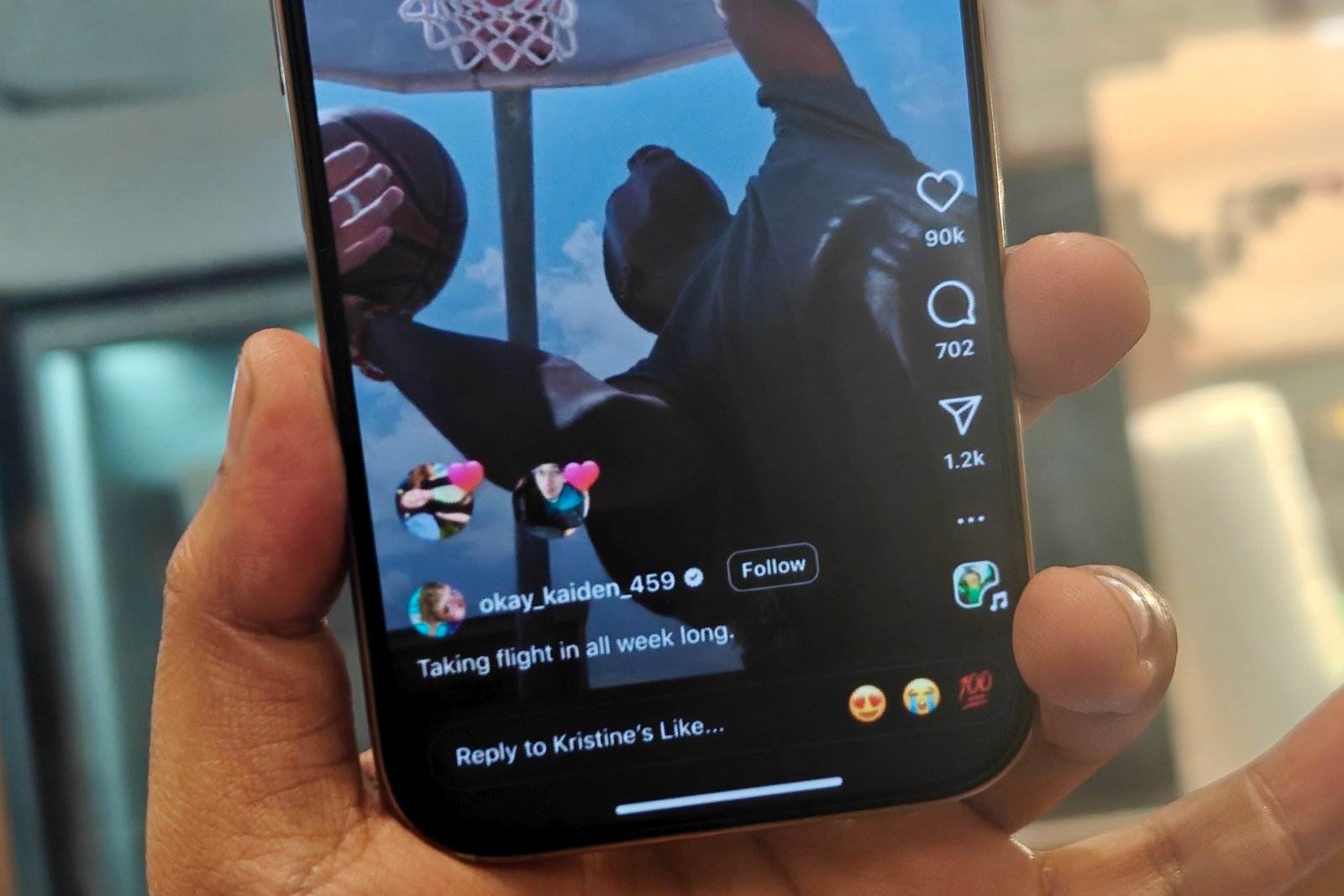 Profile label for mutual likes on a video on Instagram.