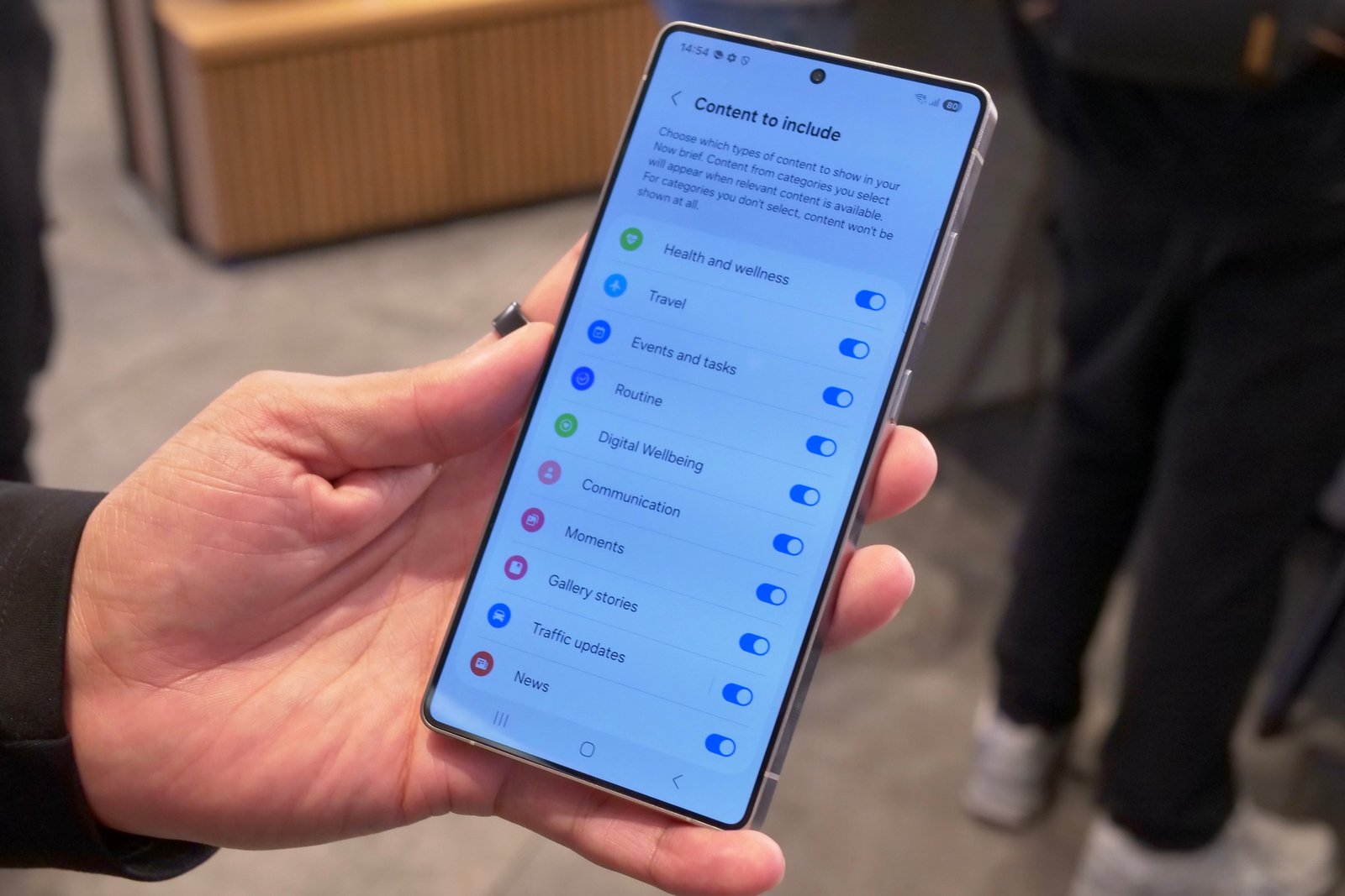 The Samsung Galaxy S25 Ultra's Now Brief options.
