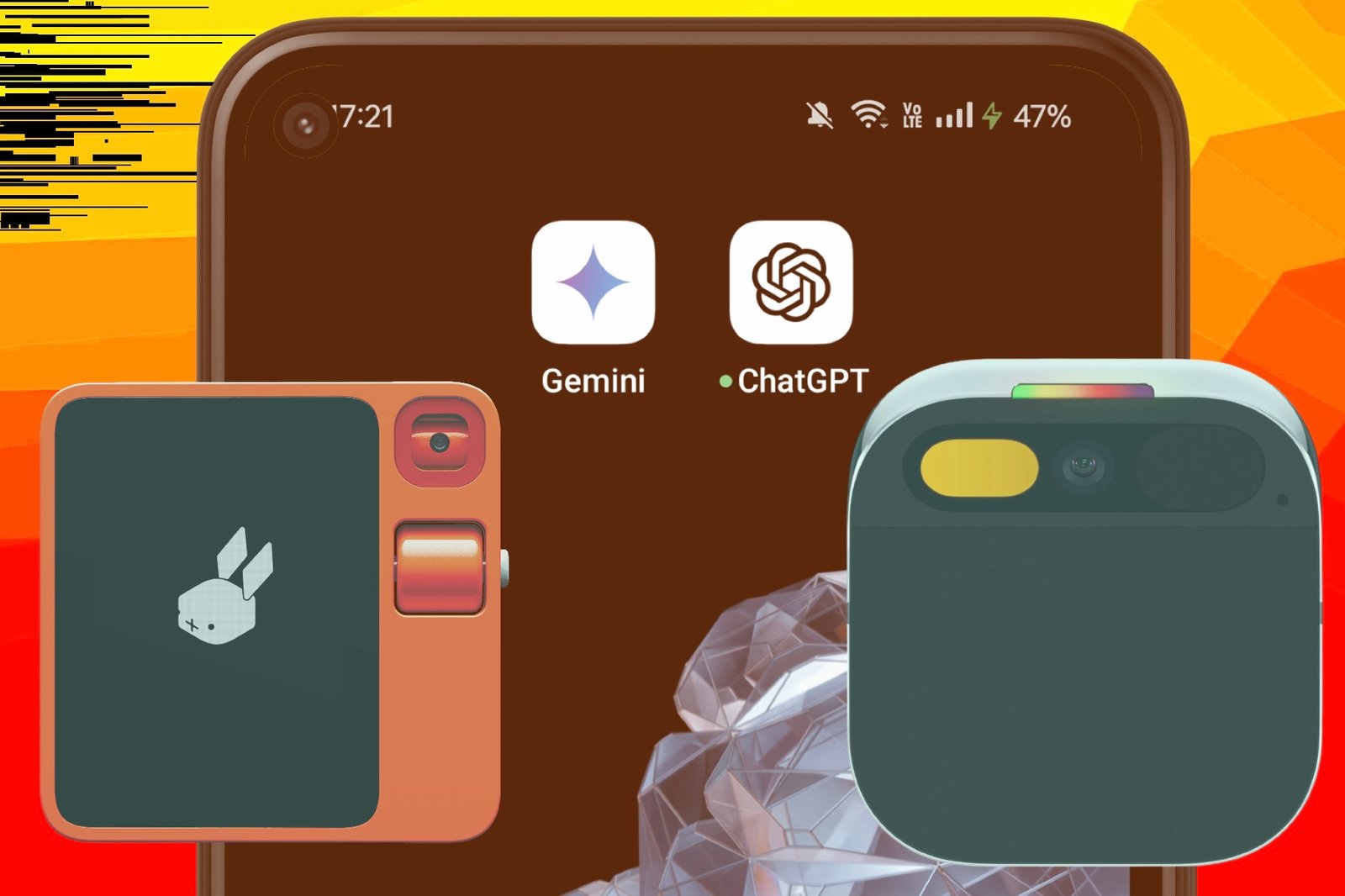 Gemini, ChatGPT, Humane Pin, and Rabbit R1.