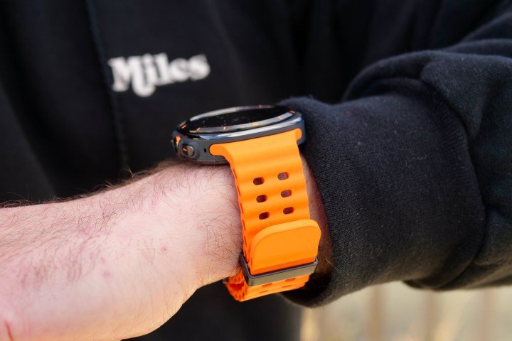 A person wearing the Samsung Galaxy Watch Ultra.