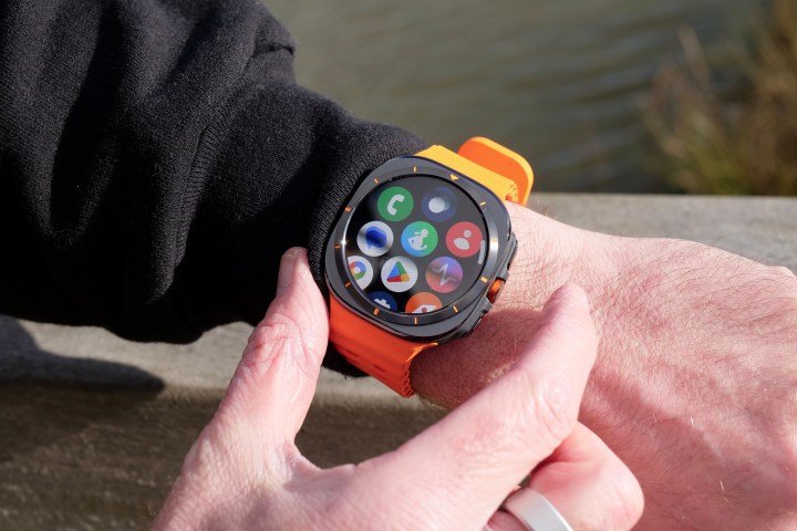 A person wearing the Samsung Galaxy Watch Ultra.