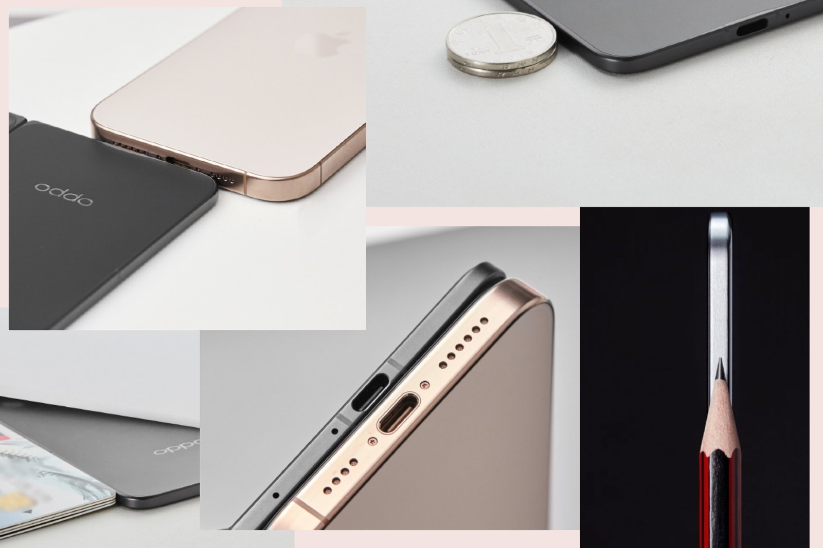 Images depicting the side profile of the Oppo Find N5.