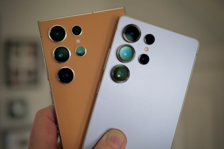 The Samsung Galaxy S24 Ultra and the Galaxy S25 Ultra's cameras.
