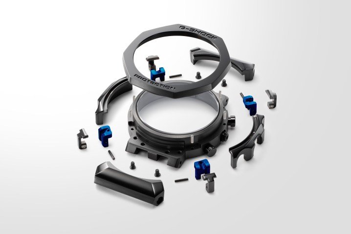 The bezel's components on the Casio G-Shock MRG-B2100R-2A watch.