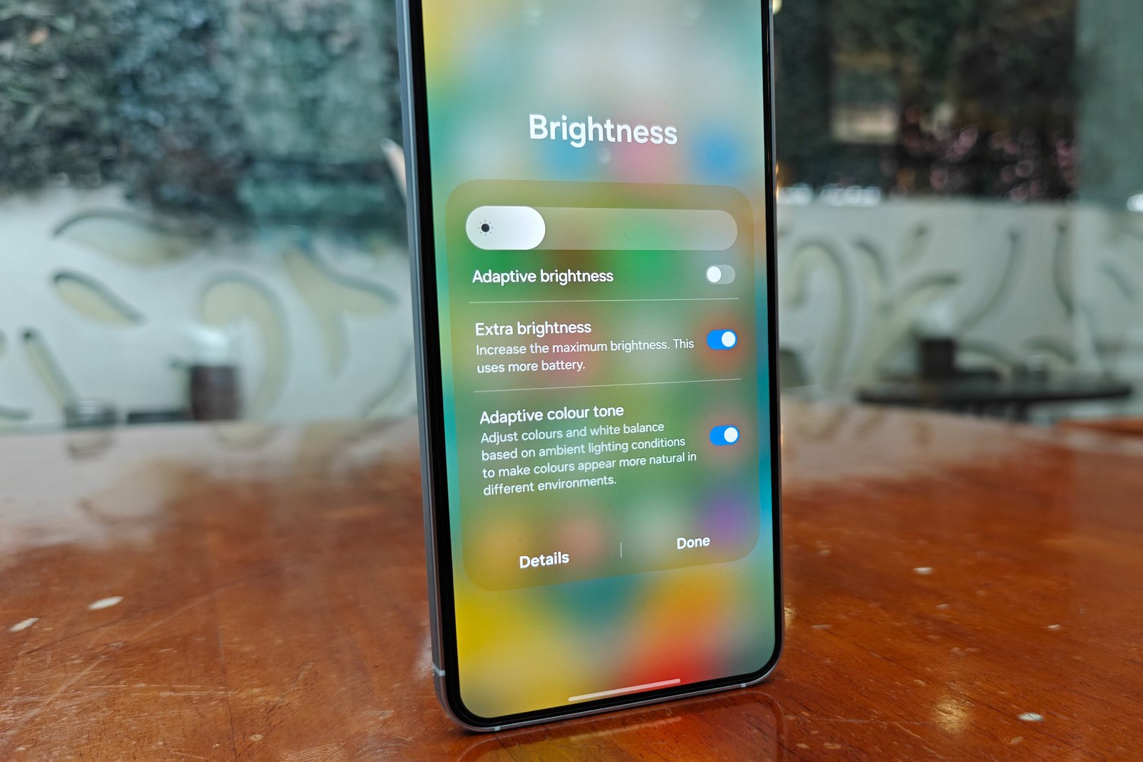 Brightness controls on Samsung Galaxy S25.