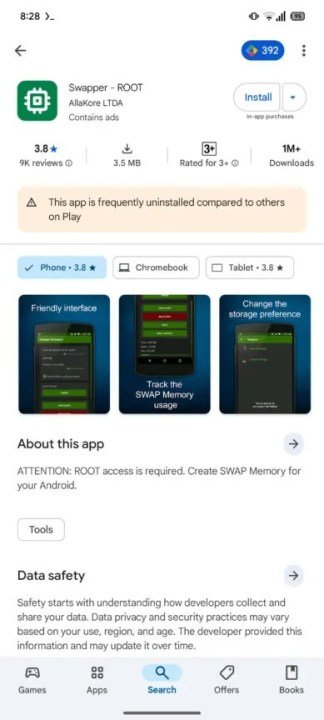 A warning from the Google Play Store about app quality.