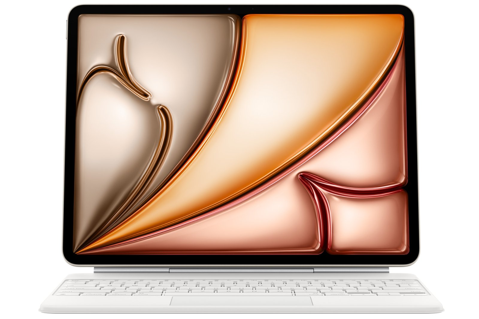 Front view of iPad Air with M3 silicon And Magic Keyboard.