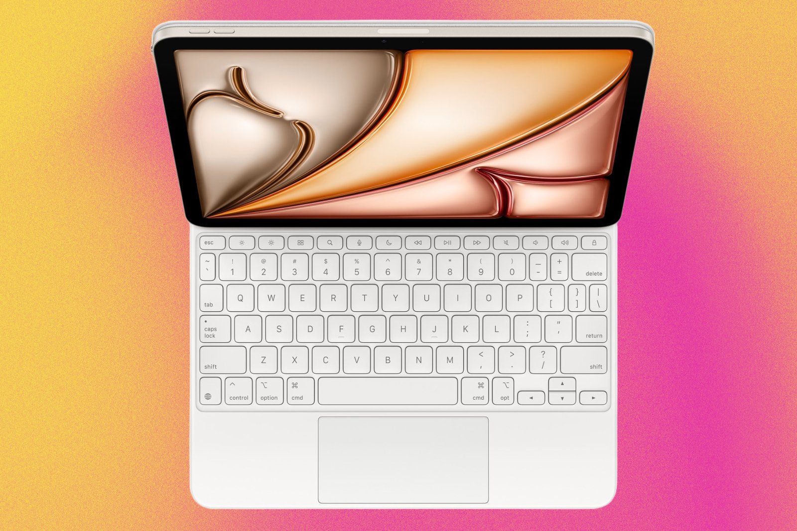 Top view of iPad Air with M3 silicon And Magic Keyboard.