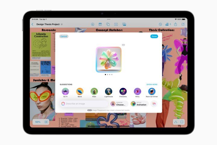 Apple M3 iPad Air (2025) showing Apple Intelligence Image Playground.