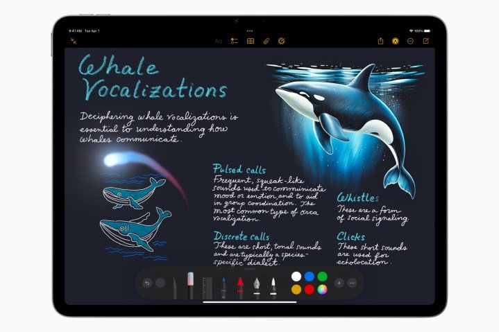 Apple M3 iPad Air (2025) showing Apple Intelligence Image Wand in Notes app.