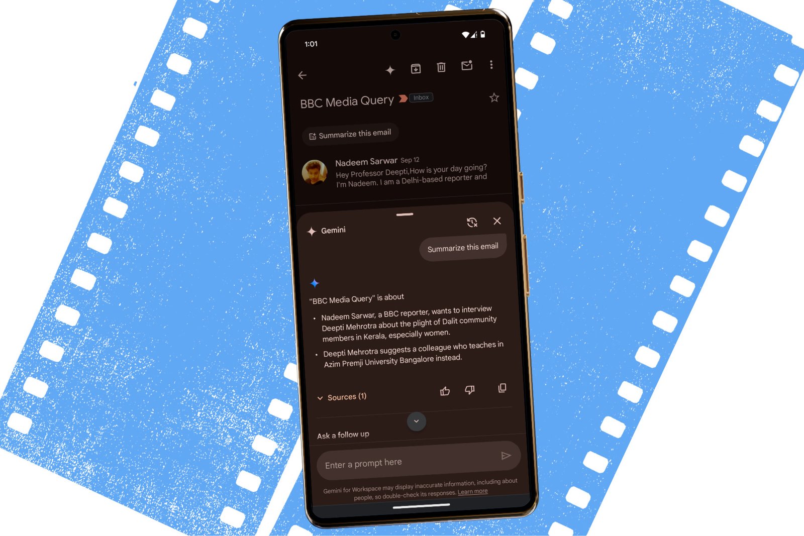 Gemini on Pixel 9 pulling up an email summary