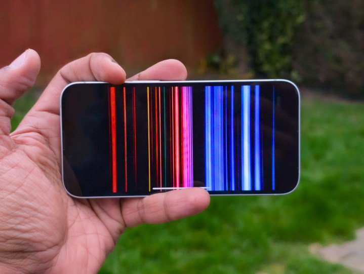 The iPhone 16e screen displaying a movie