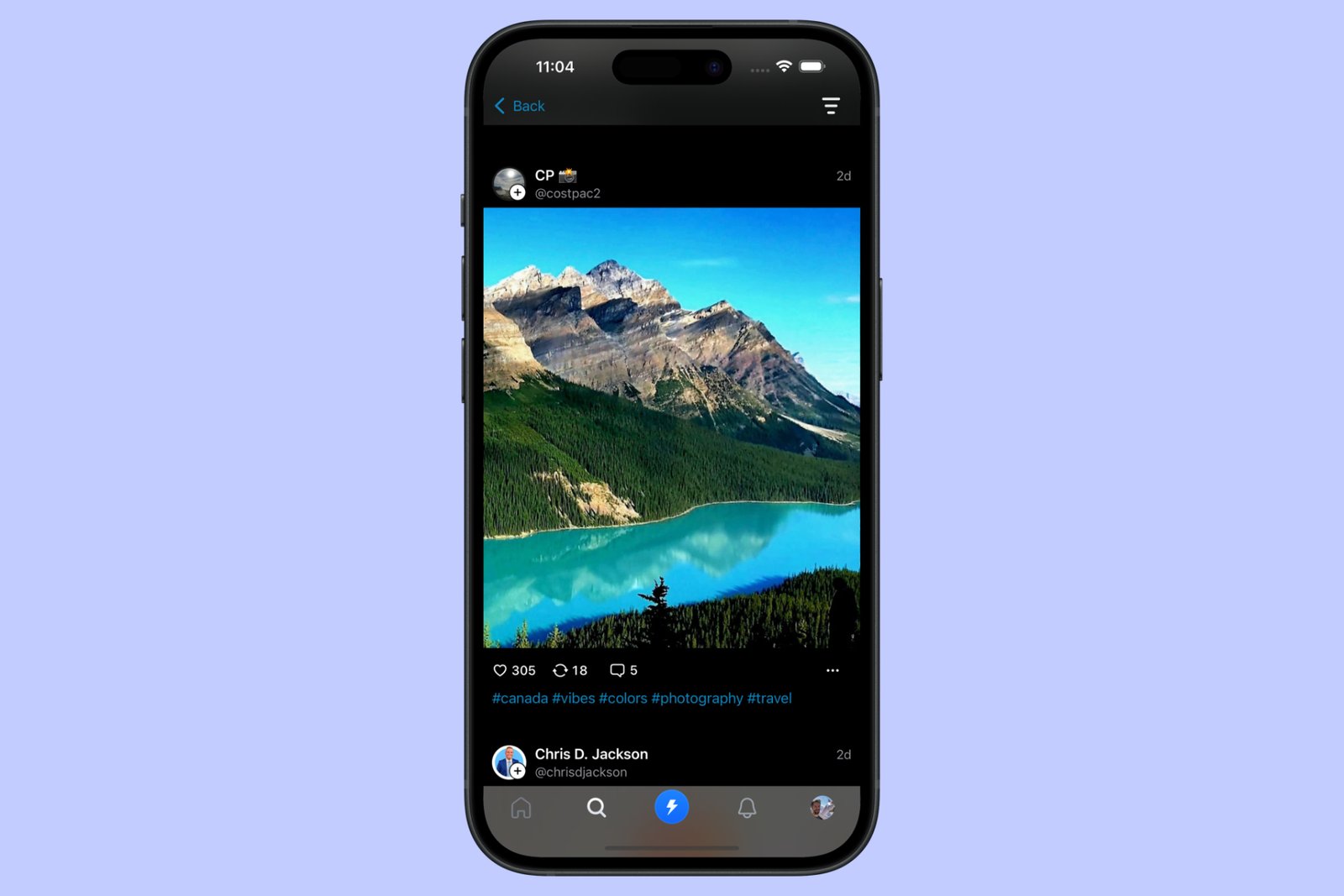 Sample of a post on Flashes app.
