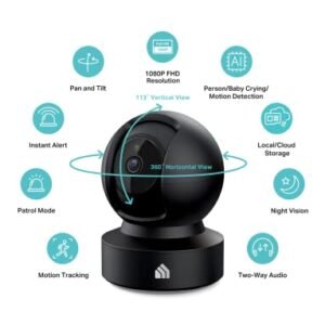 Kasa Smart Indoor Pan-Tilt Home Security Camera, 1080p HD Dog Camera w/Night Vision, Motion Detection for Baby & Pet Monitor, Cloud & SD Card Storage, Works w/ Alexa & Google…