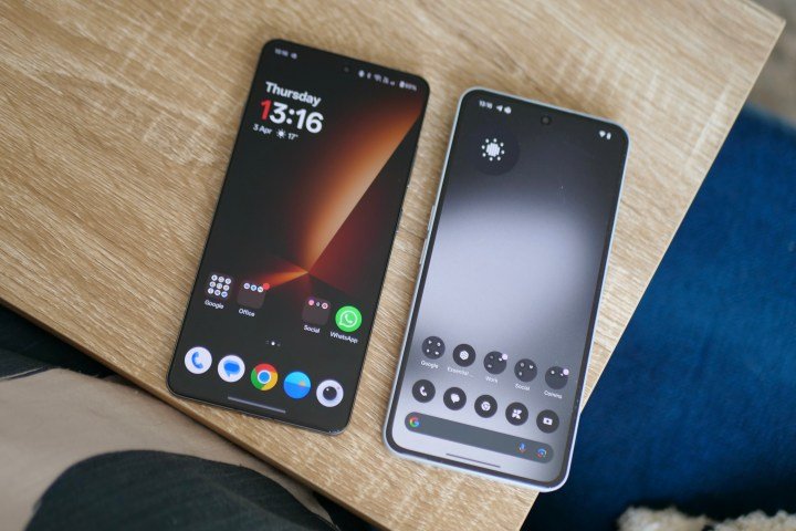 The Quick Settings menu on the OnePlus 13R and the Nothing Phone 3a Pro.