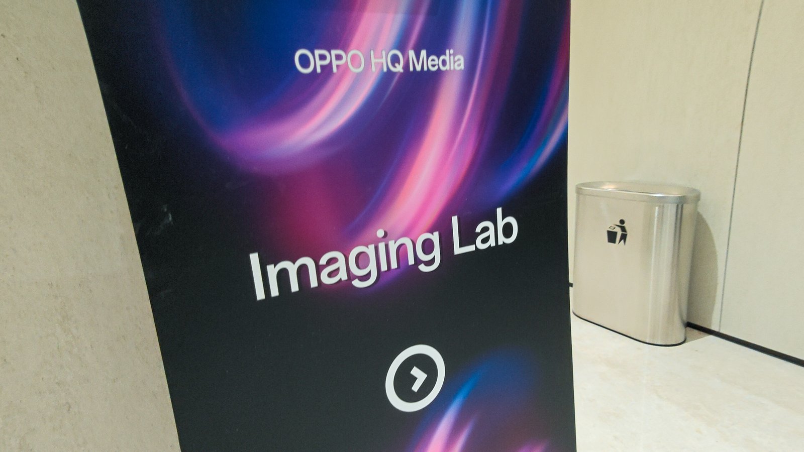 A sign for the oppo imaging lab at Oppo's new Binhai Bay campus just outside Shenzhen, China