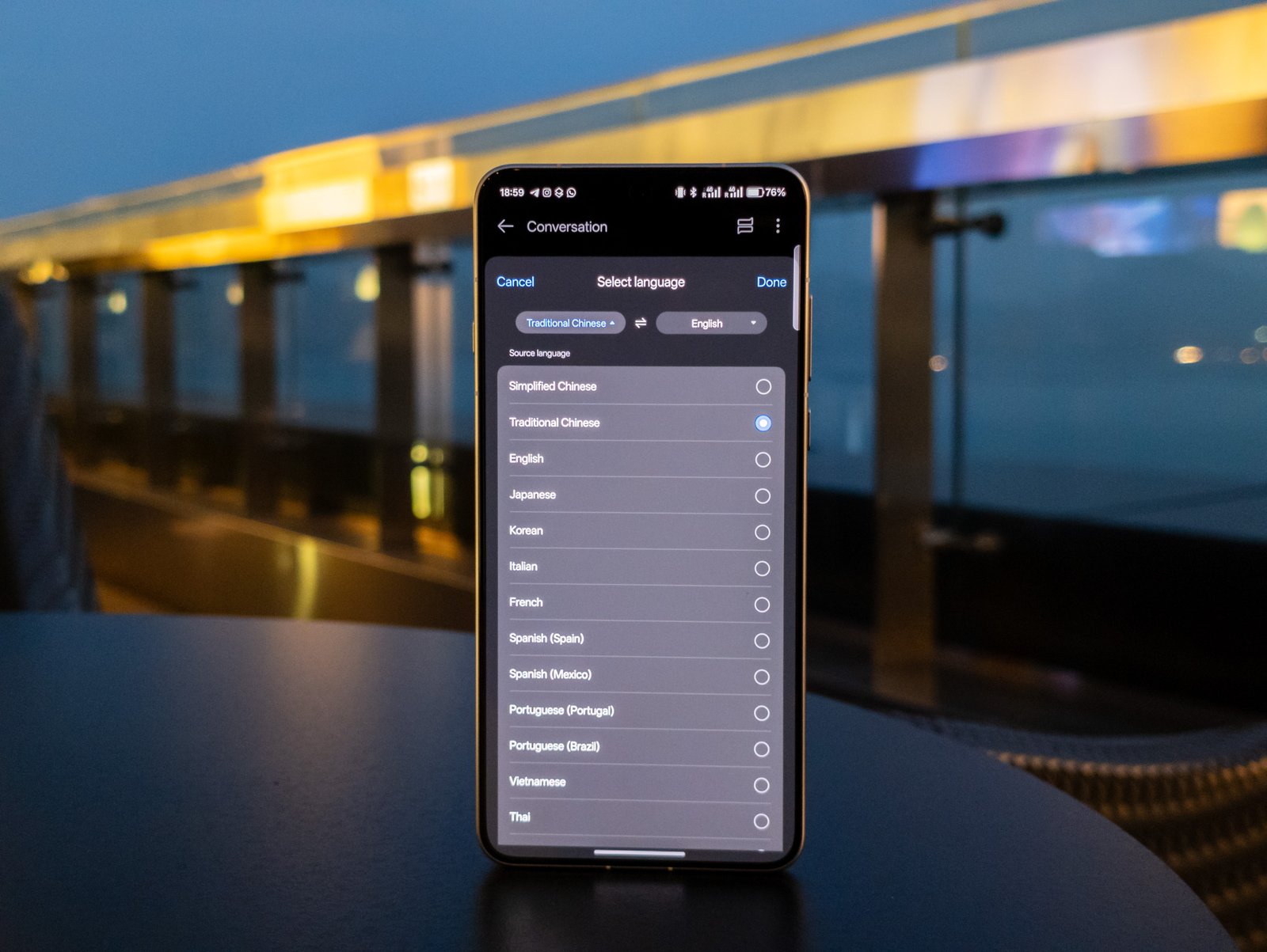 The AI Translation app on the Oppo Find X8 Ultra in White
