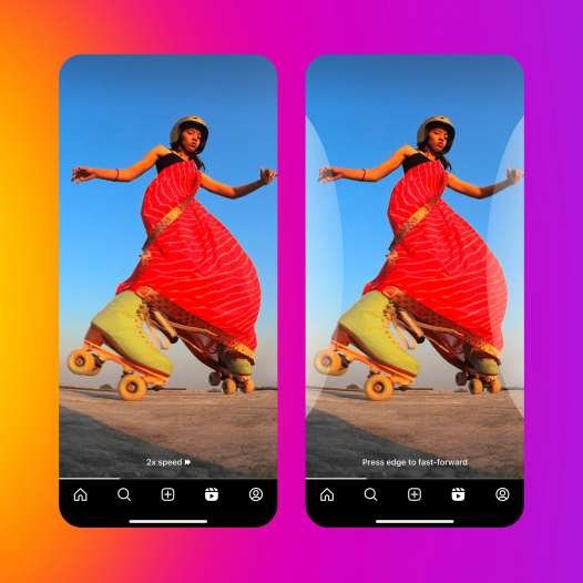 Screenshots of the same Instagram Reel playing at 2x speed.