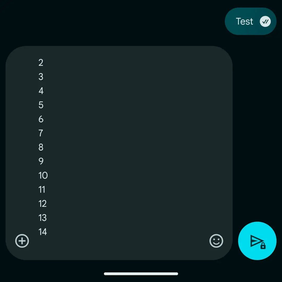 An example of the improved Google Messages text field.