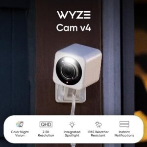 WYZE Cam v4, 2.5K WiFi Security Camera, Indoor/Outdoor Cameras for Home Security, Pet Camera/Baby Monitor, Motion Activated Spotlight/Siren, Color Night Vision, 2-Way Audio,…
