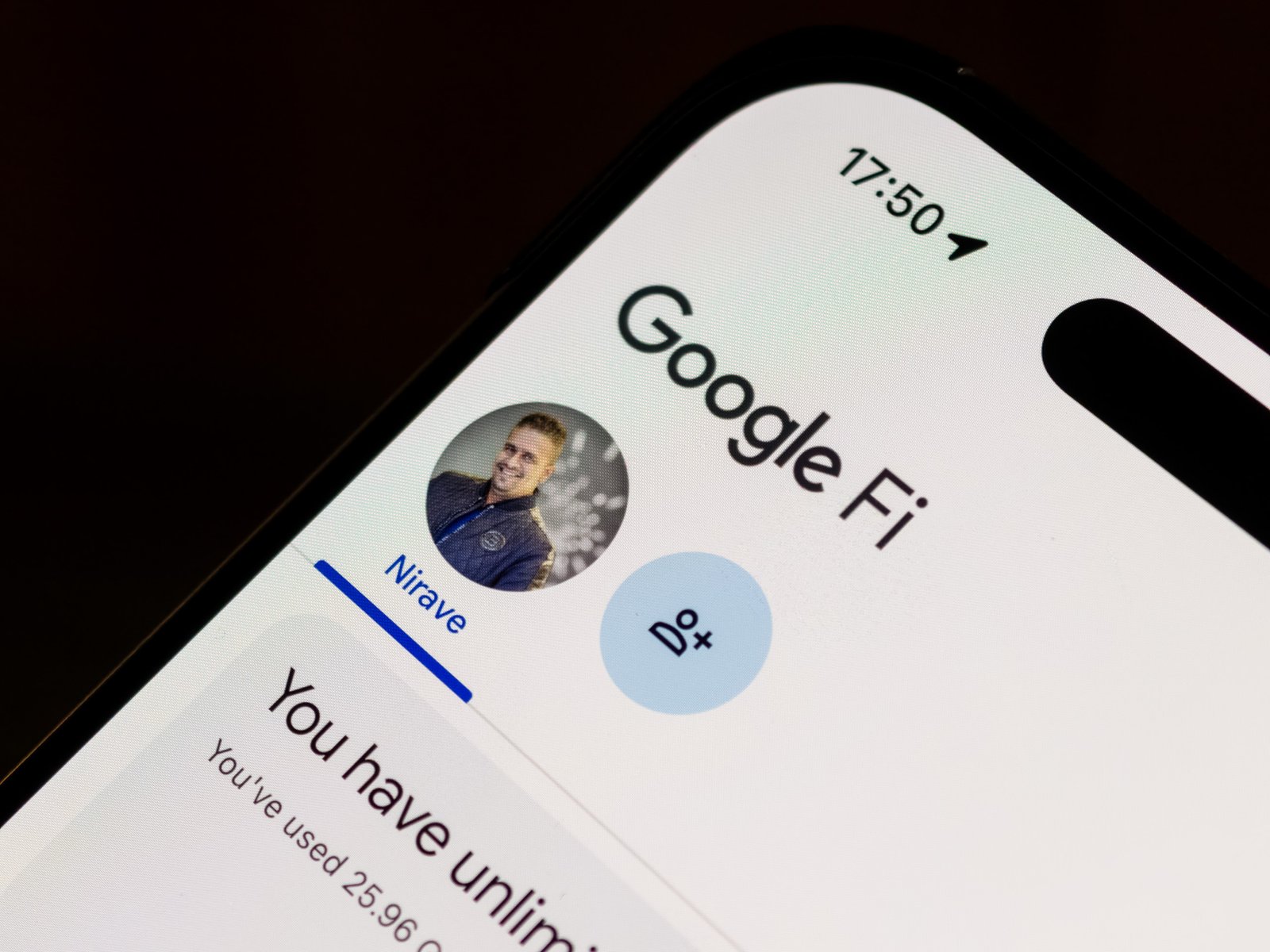 Google Fi Wireless app on an iPhone 16 Pro