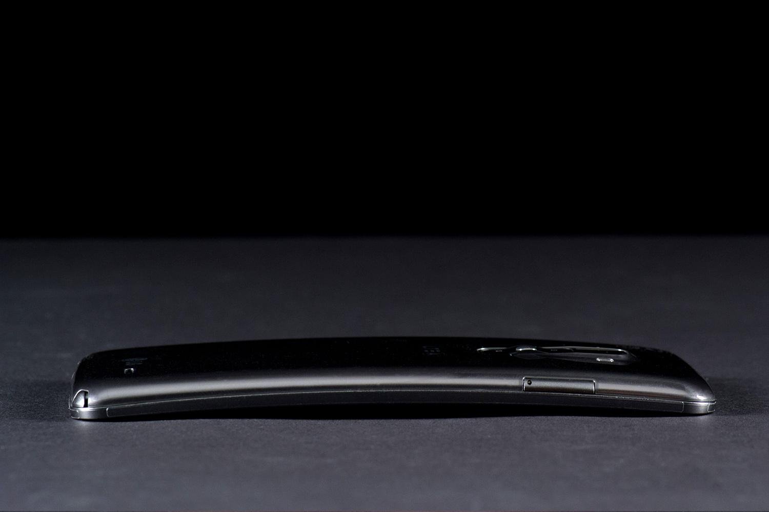 The LG G Flex from the side.