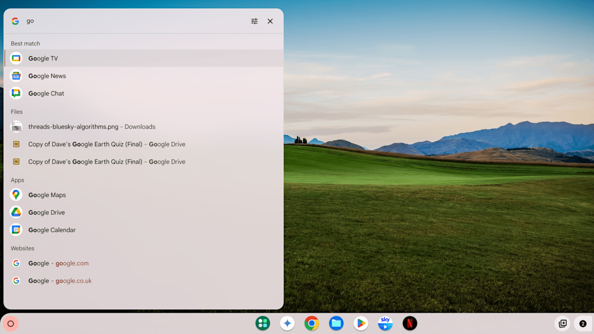 ChromeOS search file finder screenshot