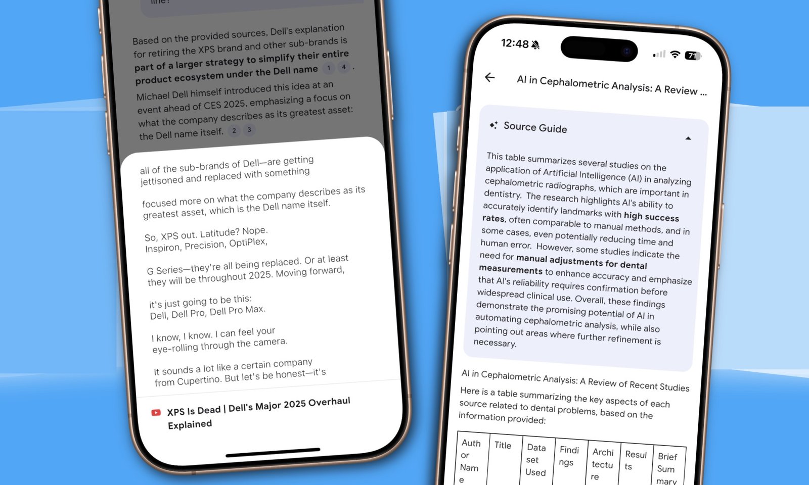 Viewing resources in the NotebookLM app on iPhone 16 Pro.