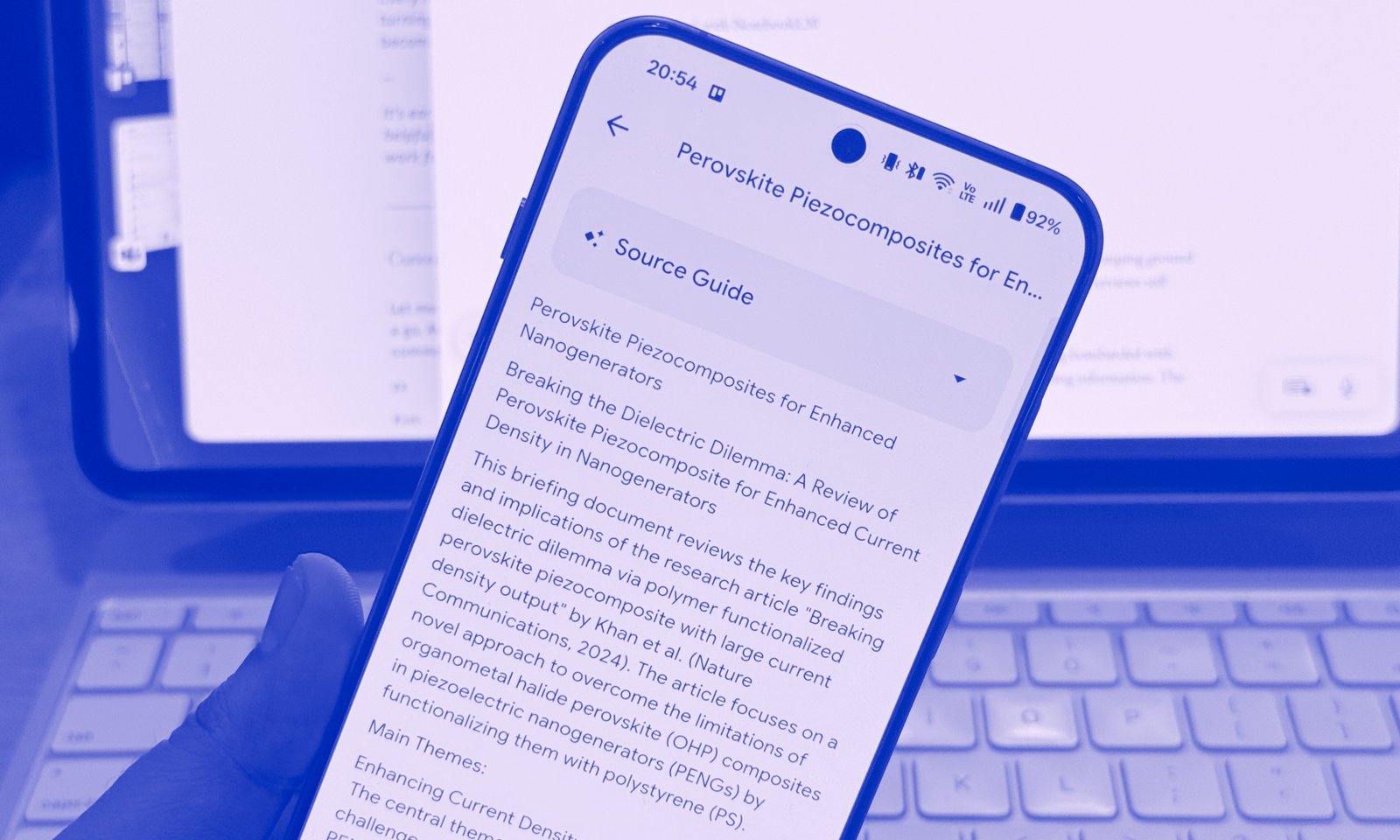 Running the NotebookLM app on an Android phone.