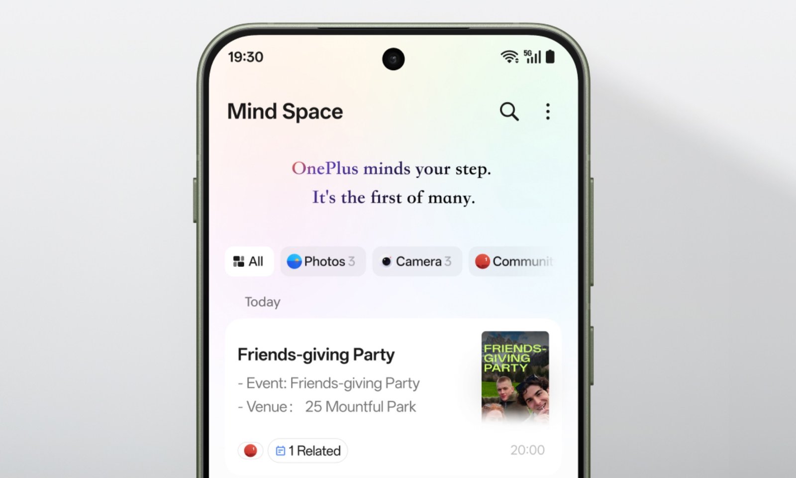 Mind Space home page on the OnePlus 13s.
