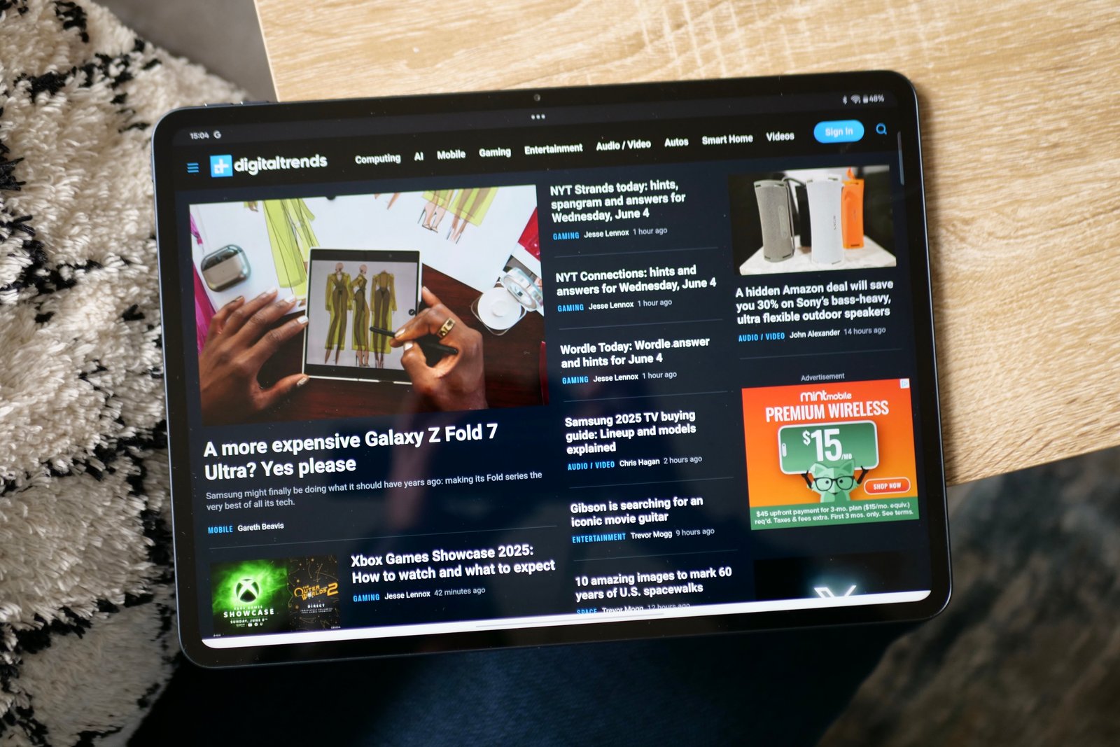 The OnePlus Pad 3's browser.