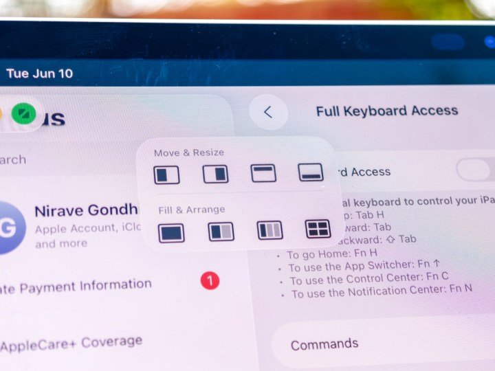 Preset window management options on iPadOS 26 developer beta 1 running on an iPad Pro M4 11-inch