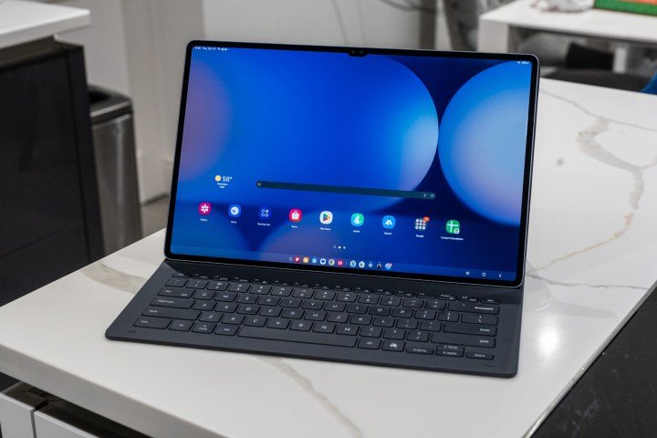 Hero photo of the Galaxy Tab S10 Ultra connected to the Book Cover Keyboard Slim