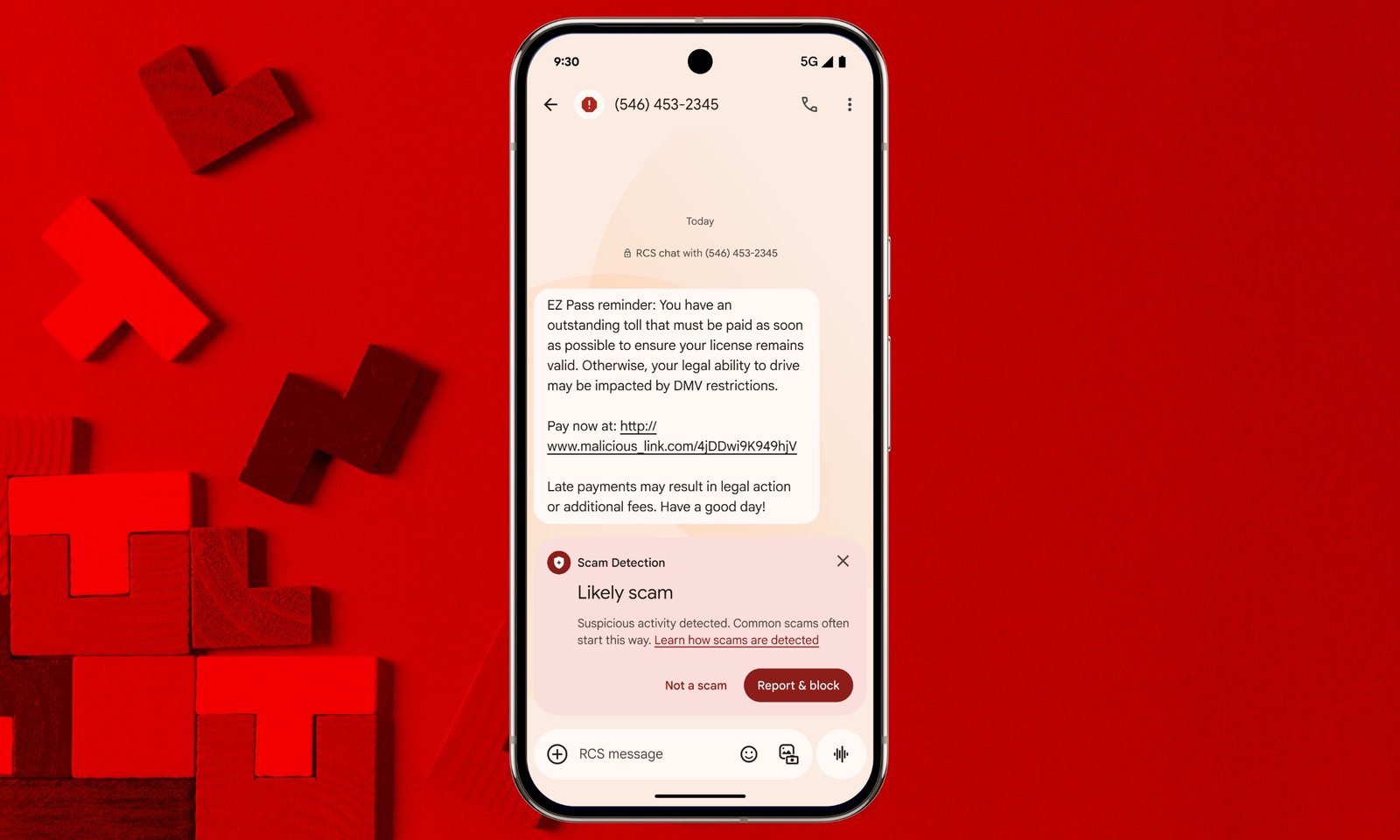 Warning for message scam in Android 16
