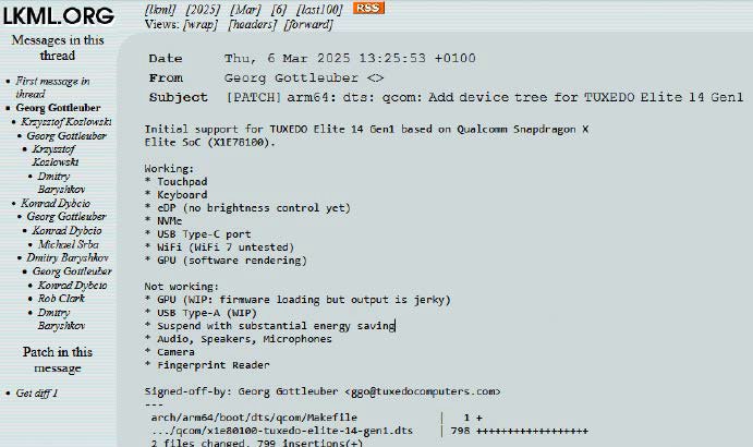 Anfang März berichtete Tuxedo auf der LKML wieder über den aktuellen Entwicklungsstand seiner Linux-on-ARM-Umsetzung.