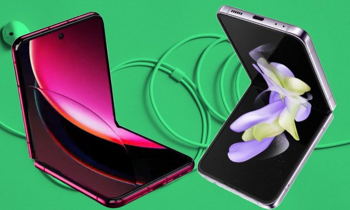 Side profile of Samsung and Motorola foldable phones.