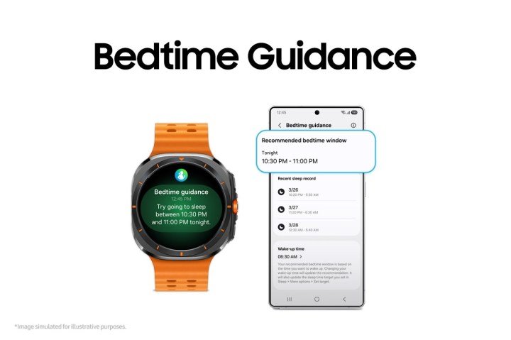 Bedtime Guidance screens from One UI 8 Watch