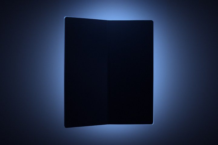 Teaser showing the outline of a foldable phone, expected to be the Galaxy Z Fold 7