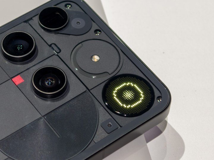 The glyph matrix on the Nothing phone 3 in black