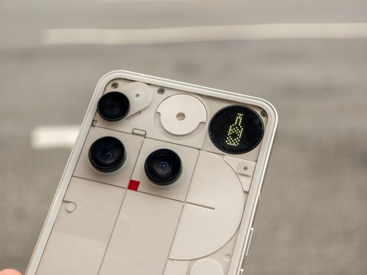 The Glyph Matrix display on the Nothing Phone 3 in white