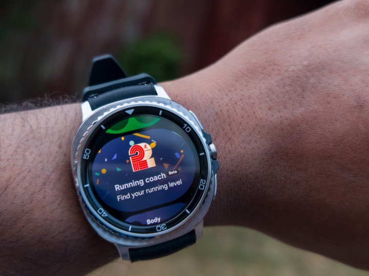 Running coach on a Galaxy Watch 8 Classic in Black on a wrist