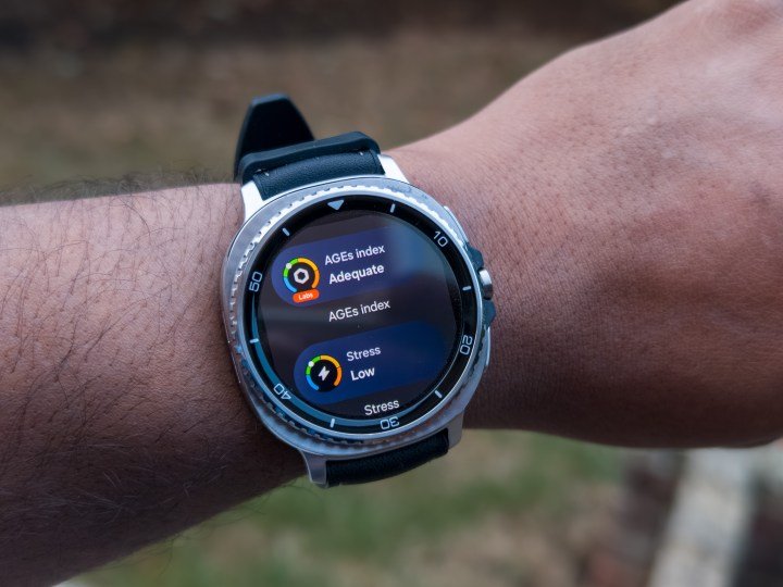 New tiles on a Galaxy Watch 8 Classic in Black on a wrist