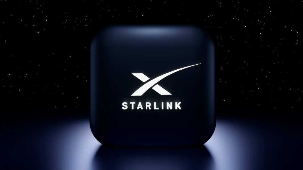 Starlink internet logo on outer space background